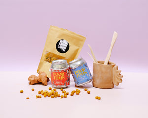 cocktails and clay gift box! 1x one for one thing, 2 x poor toms cans & bloodwood spiced chickpeas!